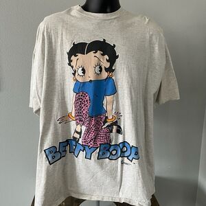 Vintage College Ware 1997 Betty Boop Tee T-Shirt Size XXL Light Grey Made in USA
